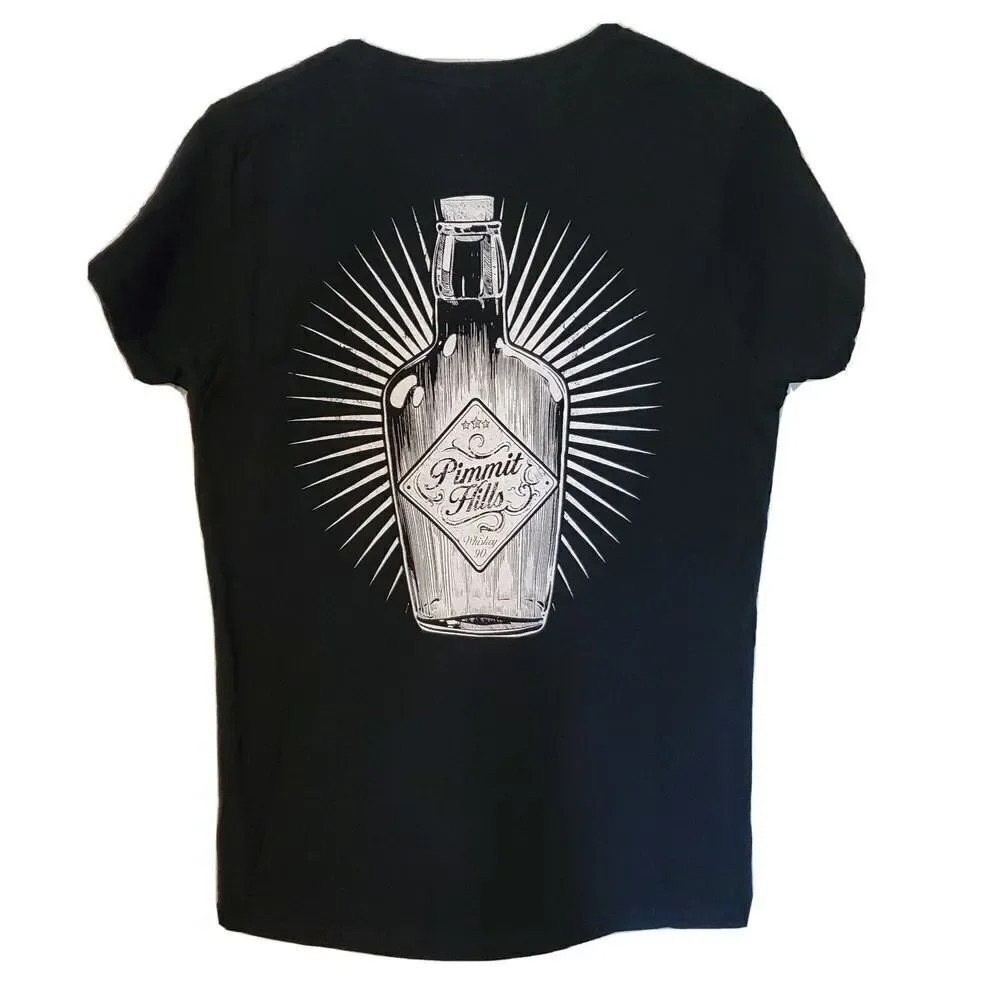 049)‎ Pimmit Hills Whiskey 90 Tshirt Womens Medium Black Cotton Short Sleeve New